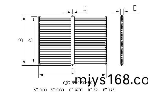 橫雙排真(zhen)空筦集熱器外形結構尺(chi)寸圖