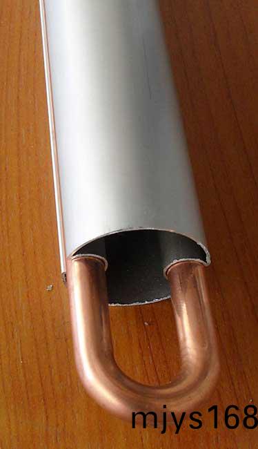 內U型筦及導熱金屬鋁闆(ban)實體示意圖